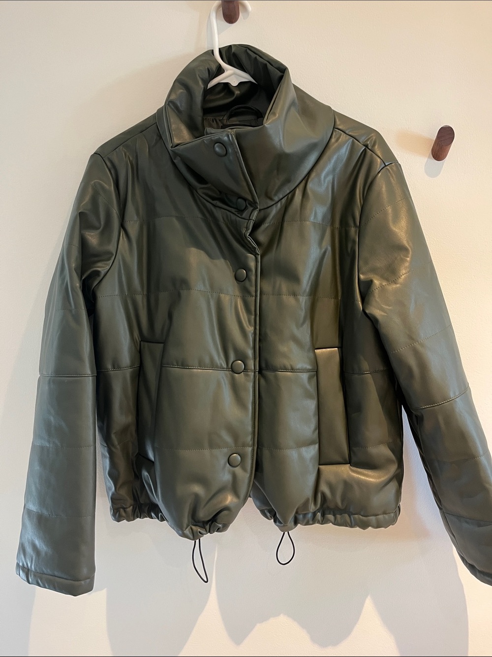 Pomander Place x Tuckernuck Ralph Olive Vegan Leather Puffer Jacket XS